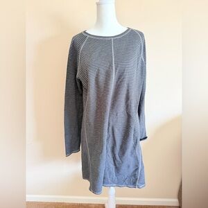 J. Jill Gray Striped Cotton blend Tunic Dress Sz M